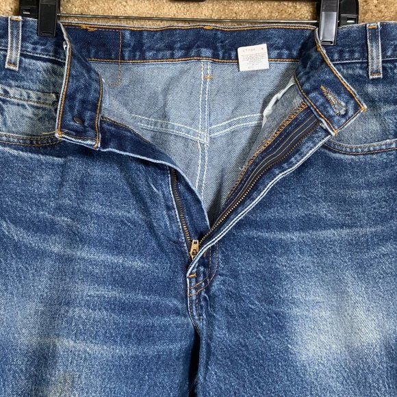Vintage LEVIS Mens Jeans Sz 36x30 Boot Cut Red Tab Blue Denim Cotton Distressed - Picture 10 of 12